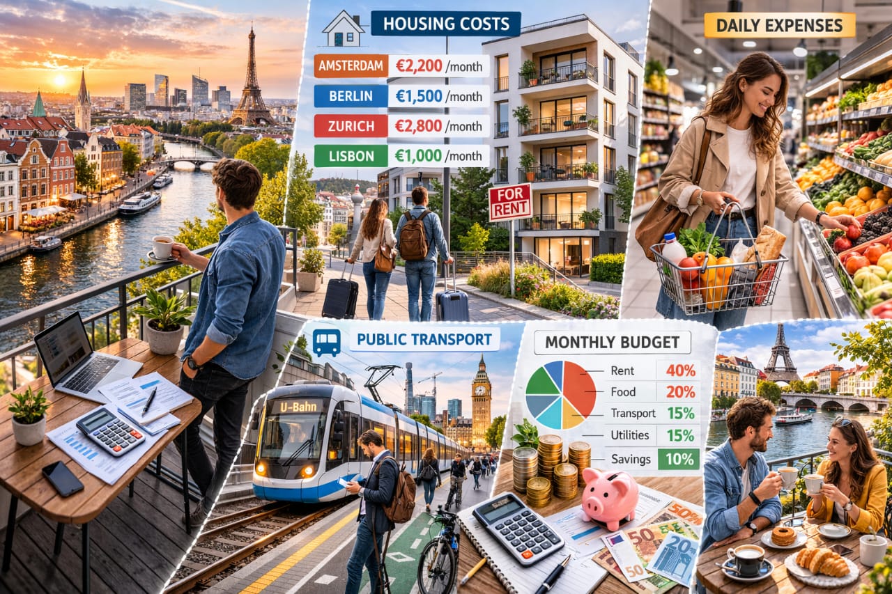 Cost of living vs salary in Europe housing transport and daily expense overview