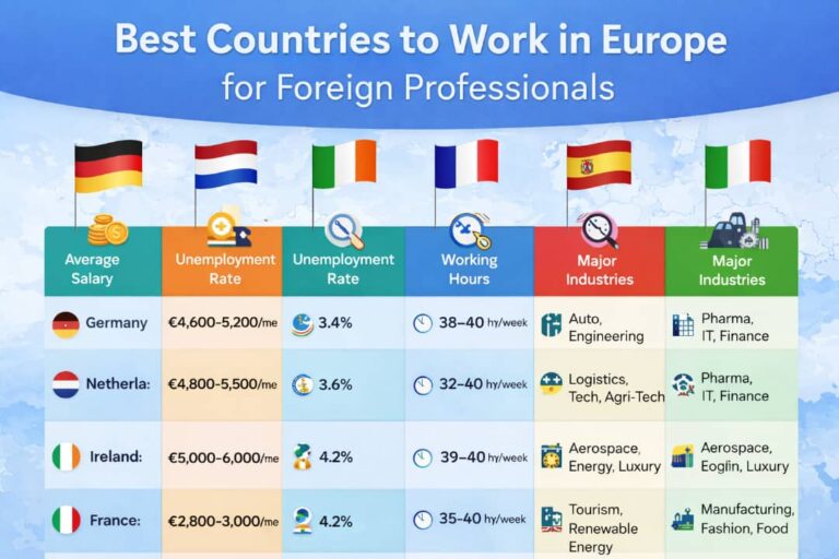 Best countries to work in Europe for foreign professionals comparison