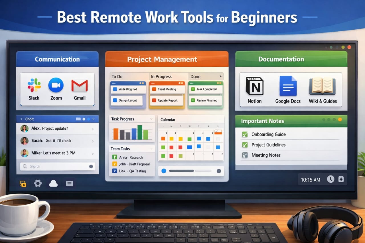 best remote work tools for beginners dashboard collaboration apps project management software interface