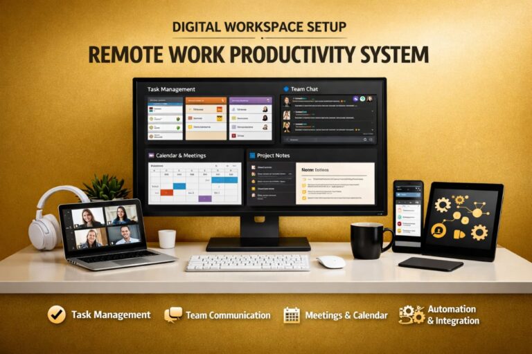 digital workspace setup remote tools workflow management productivity system guide
