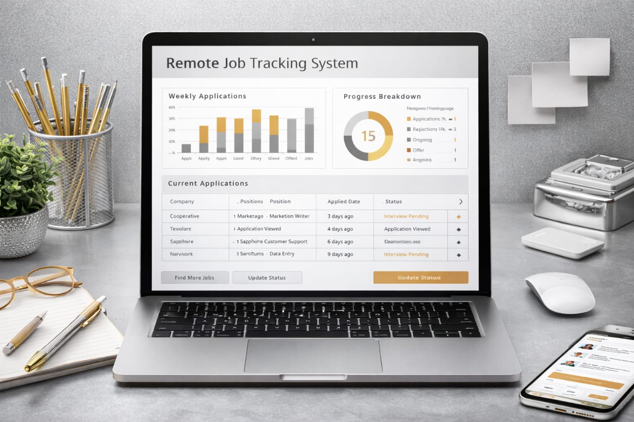 how to stay consistent while job hunting remote jobs beginner daily routine workflow tracking system productivity setup